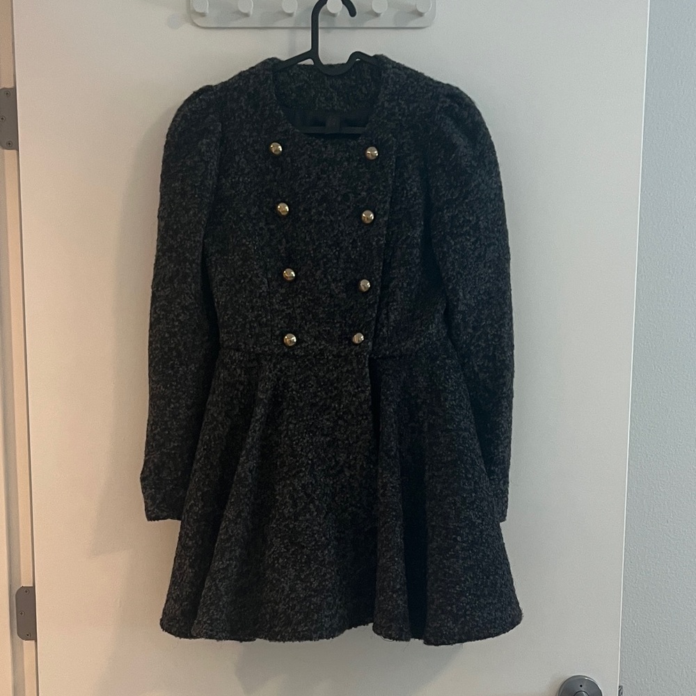 Chic Double-Breasted Black Pea Coat